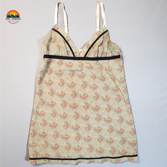 Kimchi Blue Babydoll Slip Dress Beige Red Floral Y2K Style Women's Size Medium - Picture 1 of 9